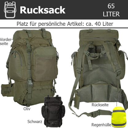 Fluchtrucksack KOMFORT-65 ein Notfallrucksack für 1-Person
