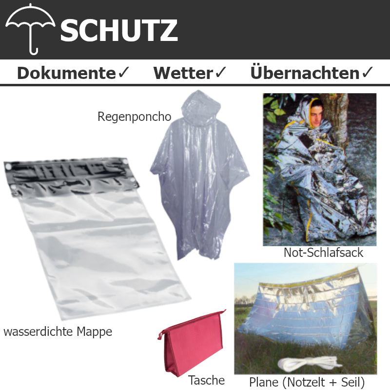 Fluchtrucksack KOMPLETT-45 ein Notfallrucksack für 1-Person