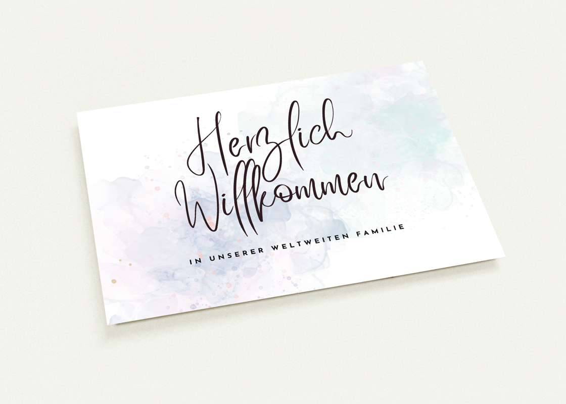 Postkarte zur Taufe - Herzlich Willkommen