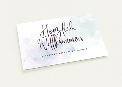Postkarte zur Taufe - Herzlich Willkommen