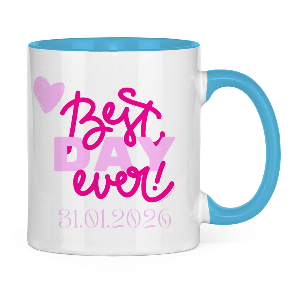 Best Day Ever - Rot - JW Tasse zur Taufe - Personalisierbar - 12 Farben
