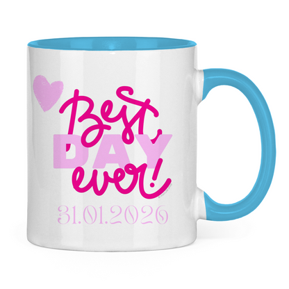 Best Day Ever - Rot - JW Tasse zur Taufe - Personalisierbar - 12 Farben