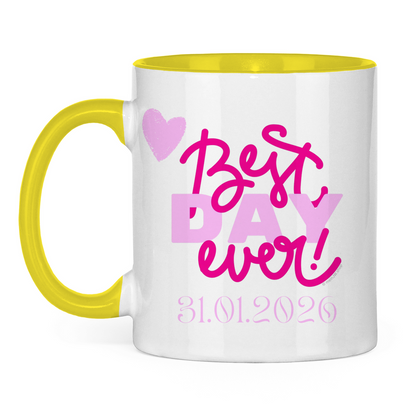 Best Day Ever - Rot - JW Tasse zur Taufe - Personalisierbar - 12 Farben