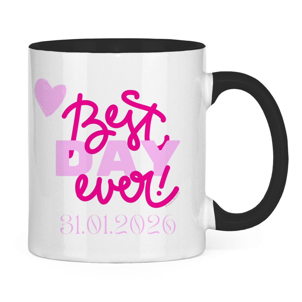Best Day Ever - Rot - JW Tasse zur Taufe - Personalisierbar - 12 Farben