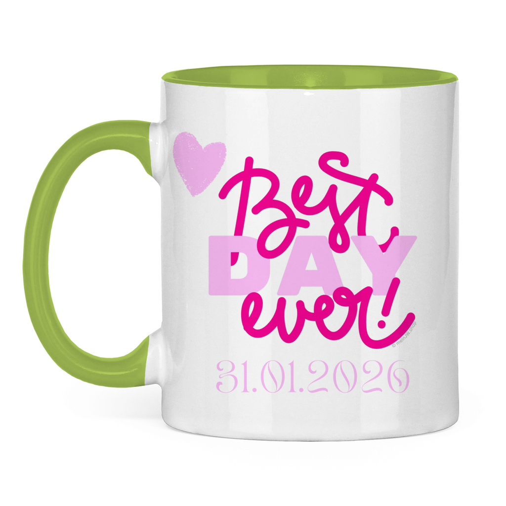 Best Day Ever - Rot - JW Tasse zur Taufe - Personalisierbar - 12 Farben