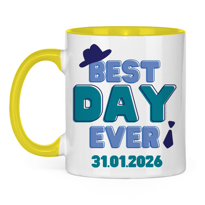 Best Day Ever - Blau - JW Tasse zur Taufe - Personalisierbar - 12 Farben