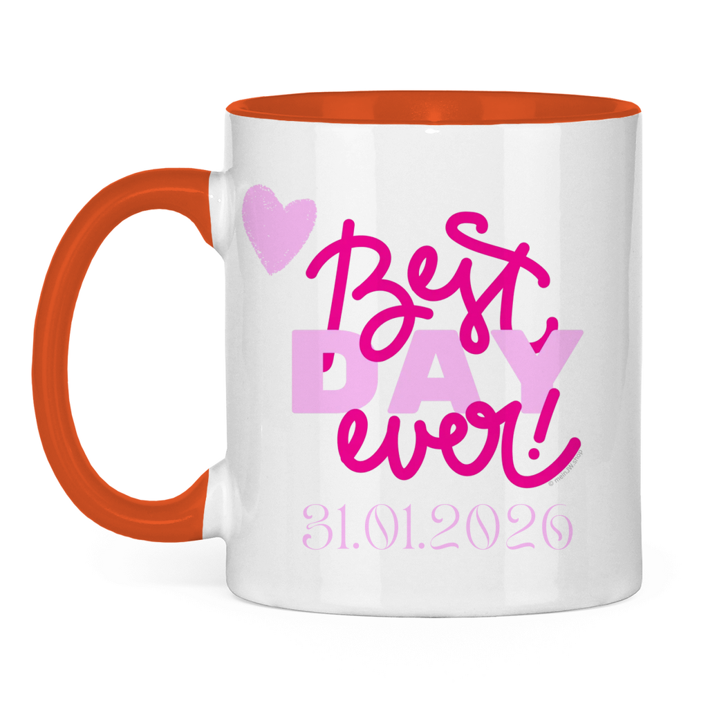 Best Day Ever - Rot - JW Tasse zur Taufe - Personalisierbar - 12 Farben