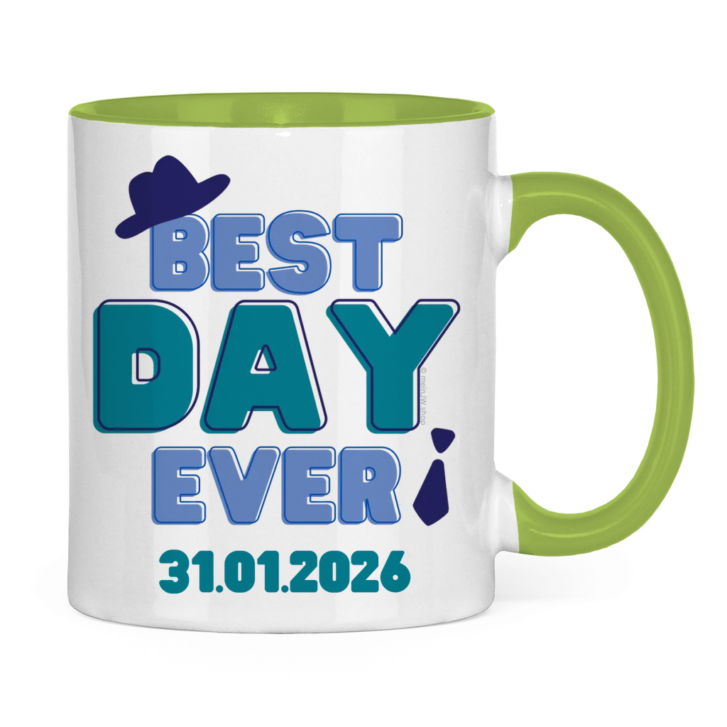 Best Day Ever - Blau - JW Tasse zur Taufe - Personalisierbar - 12 Farben