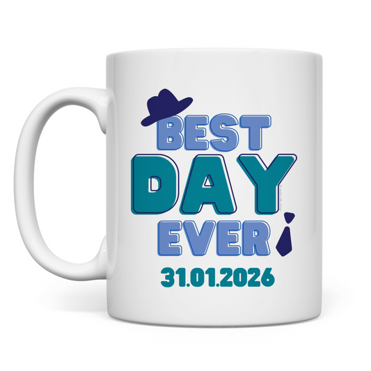 Best Day Ever - Blau - JW Tasse zur Taufe - Personalisierbar - 12 Farben