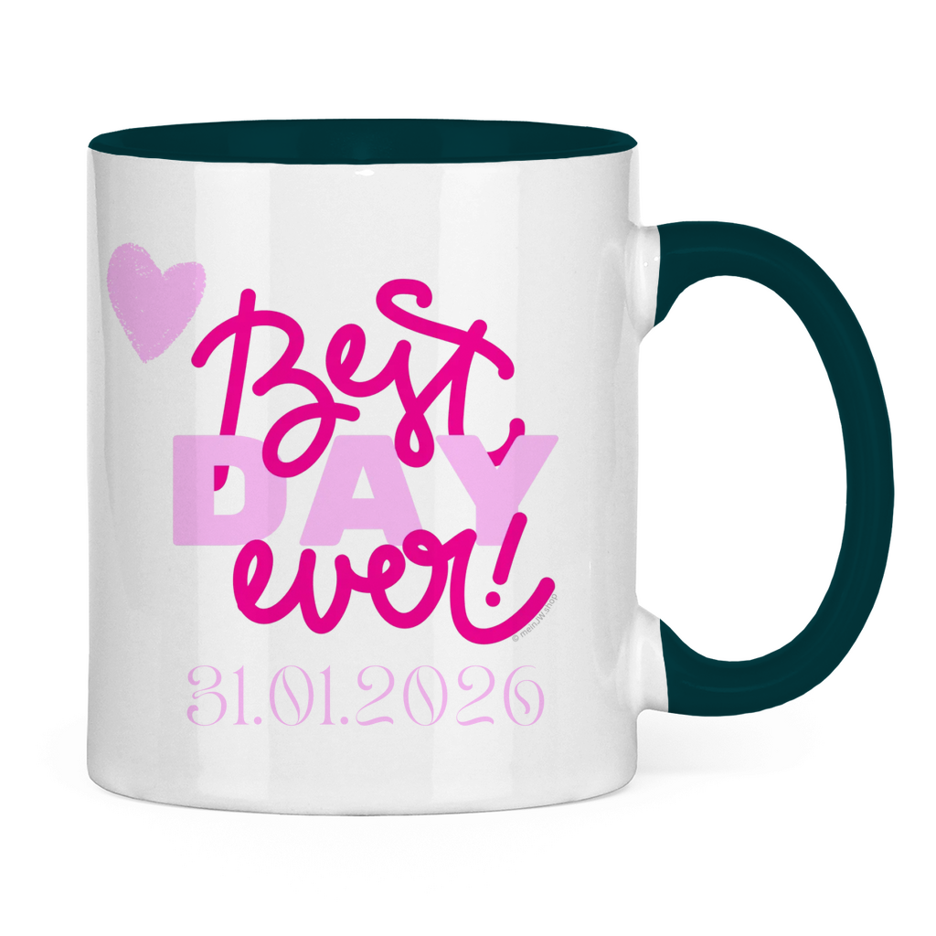 Best Day Ever - Rot - JW Tasse zur Taufe - Personalisierbar - 12 Farben