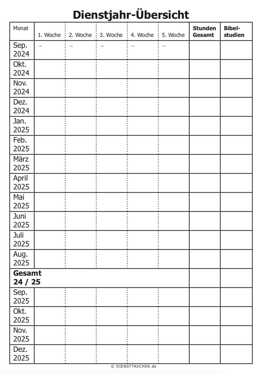 JW Taschen-Kalender für Jahr 2025
