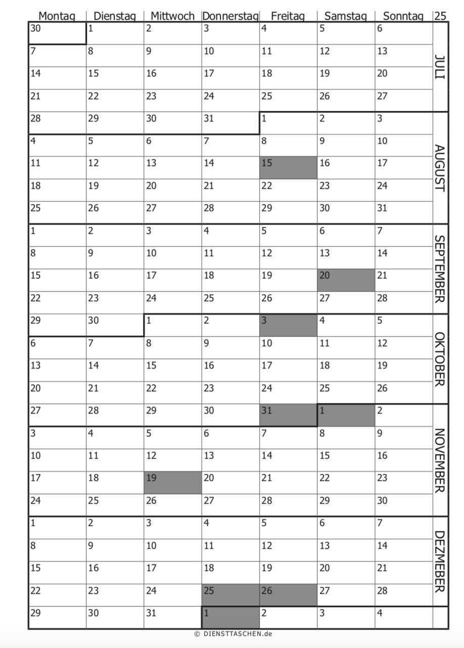 JW Taschen-Kalender für Jahr 2025