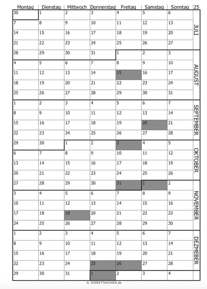 JW Taschen-Kalender für Jahr 2025