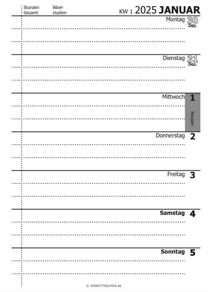 JW Taschen-Kalender für Jahr 2025