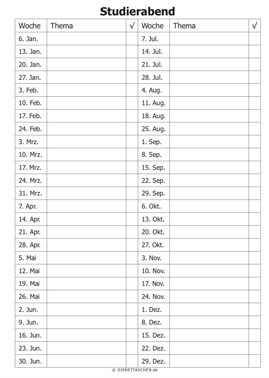 JW Taschen-Kalender für Jahr 2025
