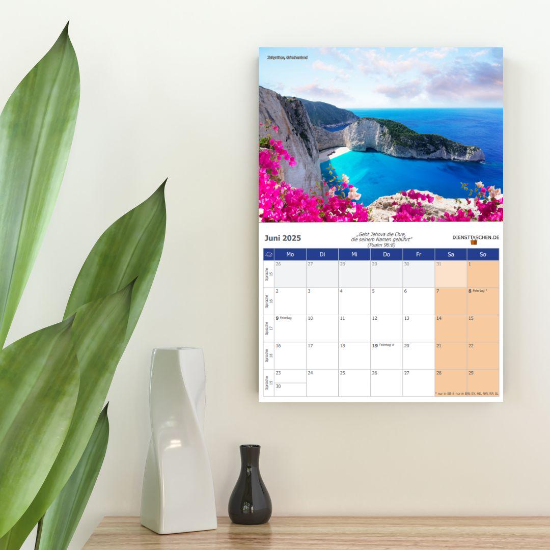 Wandkalender 2025 - mit wöchentlichen Bibelleseprogramm