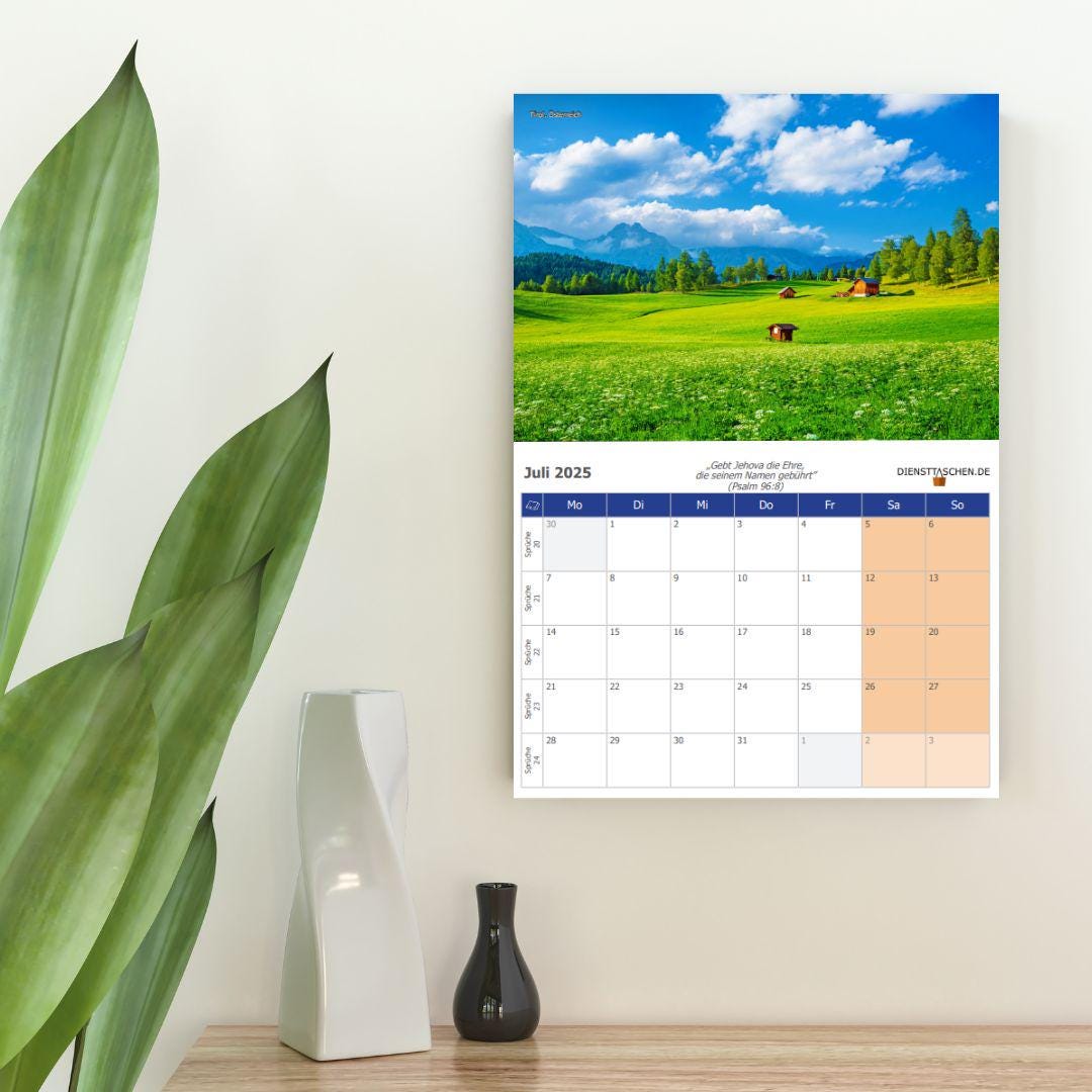 Wandkalender 2025 - mit wöchentlichen Bibelleseprogramm