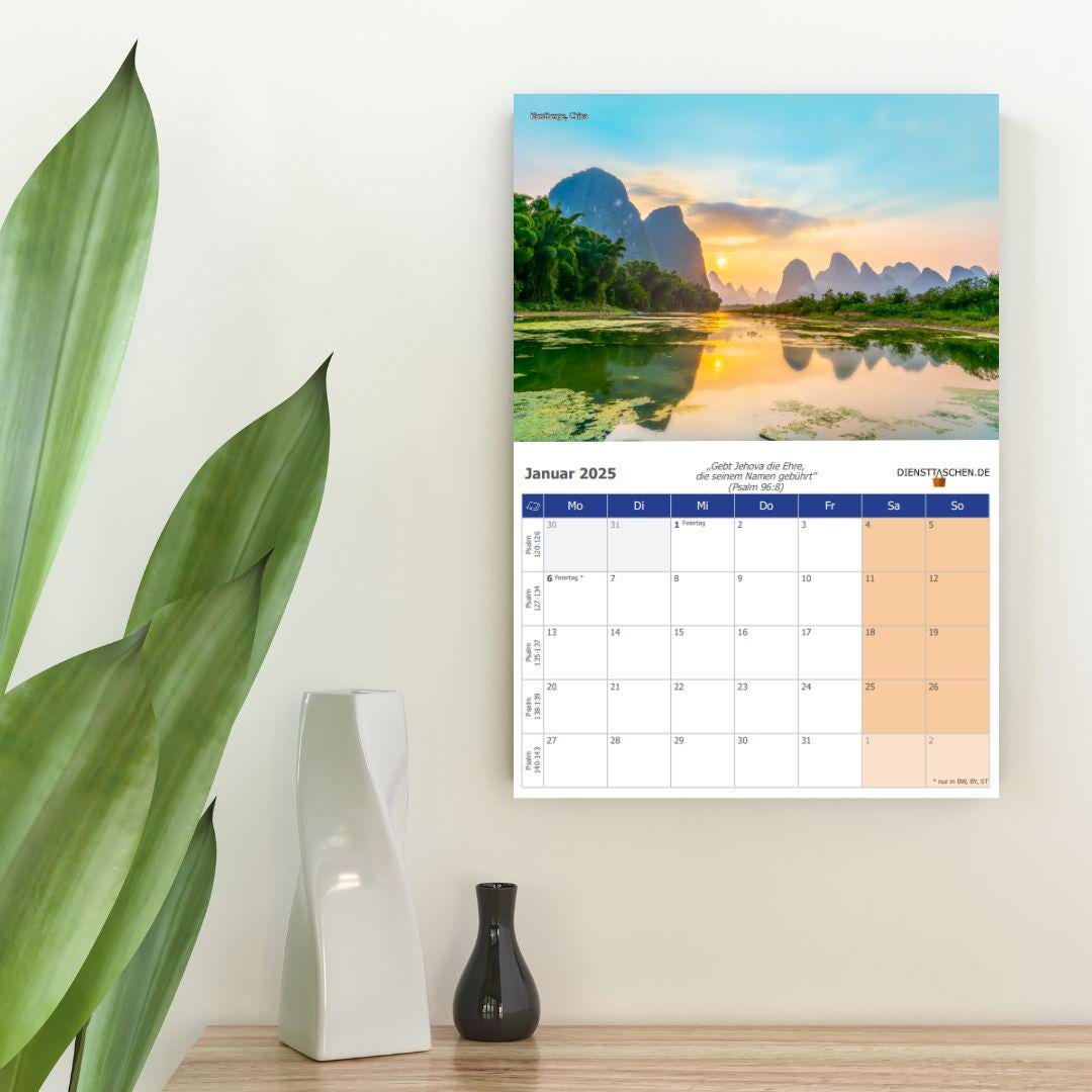Wandkalender 2025 - mit wöchentlichen Bibelleseprogramm