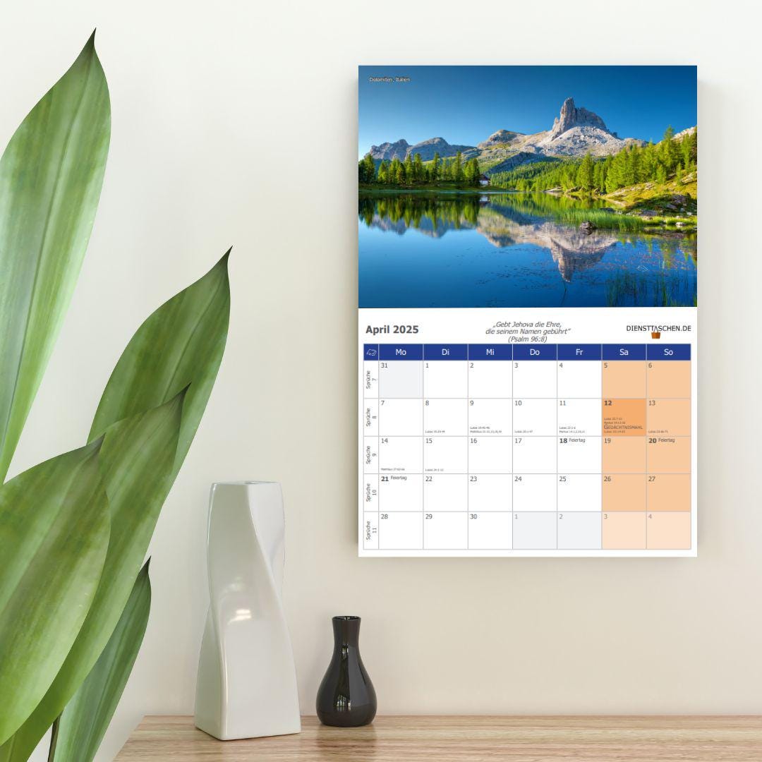 Wandkalender 2025 - mit wöchentlichen Bibelleseprogramm