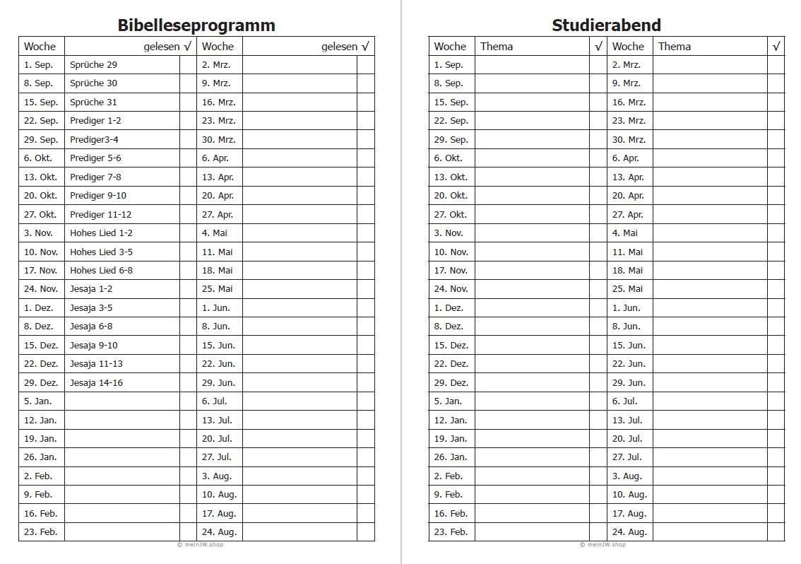 JW Taschen-Kalender für Dienstjahr 2025-2026