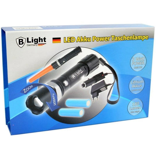 LED Akku Power Taschenlampe mit SOS Fackel