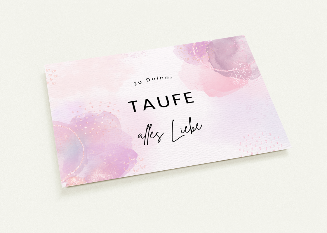 Postkarte zur Taufe - Alles Liebe (Lila)