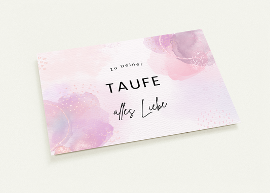 Postkarte zur Taufe - Alles Liebe (Lila)