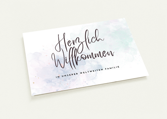 Postkarte zur Taufe - Herzlich Willkommen